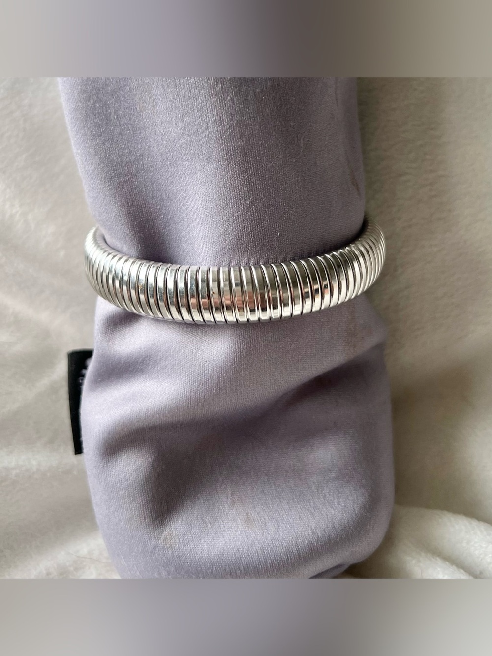 Silver Ribbed Bangle Bracelet